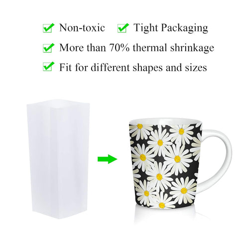 Zonon 50 Pcs Sublimation Heat Shrink Wraps Film Blanks, 5 Different Sizes, White Wrap Bags Tube