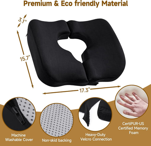 Drounphi Tailbone Split-Design Bed Sore Pillow Coccyx Cushion - T-Shaped Pressure Relief Pillow for Pain, Hemorrhoids