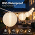 25FT Lights,10 G40 Bulbs, White Lantern String Nylon Hanging Lantern Decor with LED Waterproof Connectable Wedding
