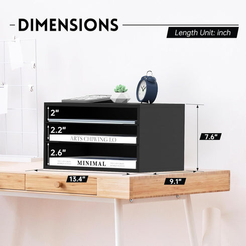 SUPEASY Wood Desk Organizer, 3 Tier Paper File Organizer, Wooden Desktop Mail Sorter for Office, School, Home