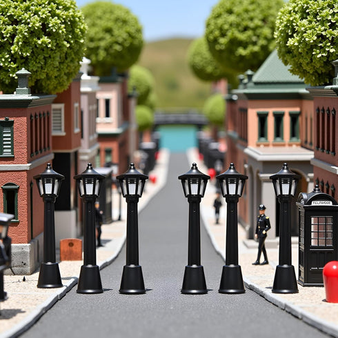 Pxiryanlow 10PCS Mini Street Light Model Railway Train Lamp Miniature Plastic Village Pathway Lantern Post for Micro
