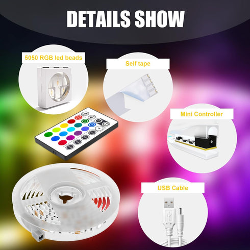 Backlight,16.4FT 65-75in PANGTON VILLA Led Lights for TV LED RGB Smart LED Strip Lights for TV, Bluetooth APP & Remote