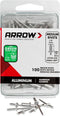 Arrow Medium Aluminum 1/8-Inch Pop Rivets for Metal, Fabric, Leather, and Auto Repair, 100-Pack, RMA1/8IP