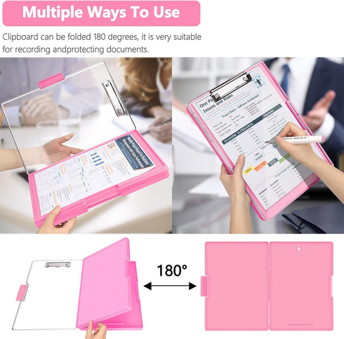 Clipboard with Storage, Heavy Duty Clip Boards 8.5x11 with 2 Storage Cases, Side Opening Clipboards for Office Supplies