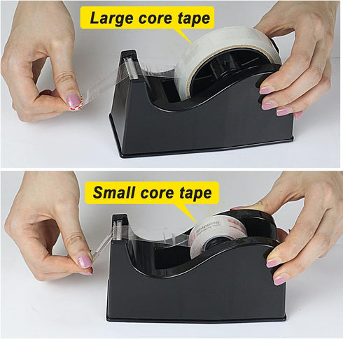 BOMEI PACK Desktop Tape Dispenser (Fits 1" & 3" Core) with Transparent Tape Refills, Clear Tape with Black Tape Holder,Weighted Non Slip Base, for Masking Tape,Heat Resistant Tape by BOMEI PACK