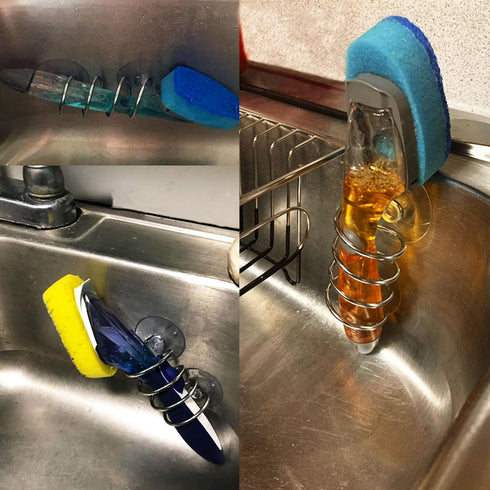 Soap Dispensing Palm Brush Holder Sink Sponge Dish Brush Holder for Kitchen Brush Dish Brush with Soap Dispenser Pot