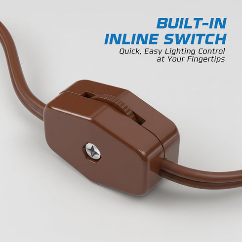 OHLECTRIC Set 8 18/2 SPT-1 Brown Lamp Power Cord with Rotary Switch, Ft AWG Replacement Wire, Stripped & Tinned Ends