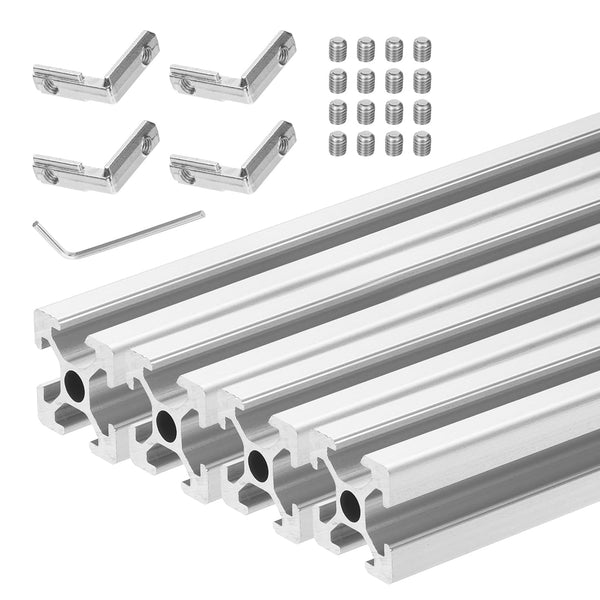 uxcell 4 Pcs T Slot 2020 Aluminum Extrusion Profile 200mm x 20mm for 3D Printer, CNC, DIY (Silver Tone)