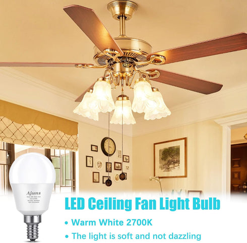 LED Ceiling Fan Light Bulbs 40W Equivalent 120V LED Candle Holder Bulb, 5W 2700K Warm White Used for Chandeliers, Ceiling Fan Lights, Wall Chandeliers, etc, E12 Base 4Packs by Ajuns