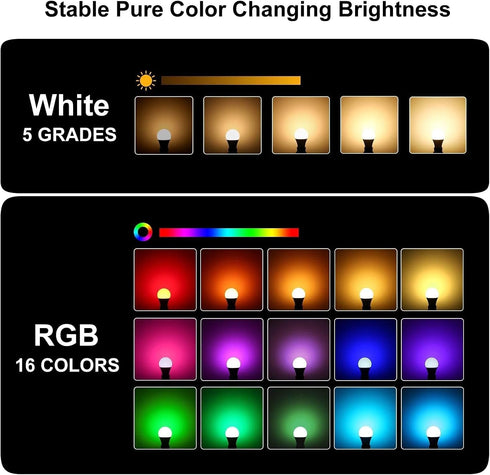 Bulbs10W (85W Equivalent),A19 E26/27 Bulb White,Dimmable RGBW Multiple Color Changing Light with Remote,LED Lamp