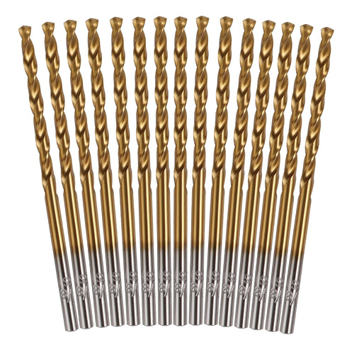 Mulwark M35 15 Piece Cobalt Drill Bit Set, Titanium Nitride Coated for Hardened Steel, Plastic, or Wood