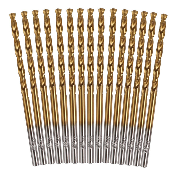 Mulwark M35 15 Piece Cobalt Drill Bit Set, Titanium Nitride Coated for Hardened Steel, Plastic, or Wood