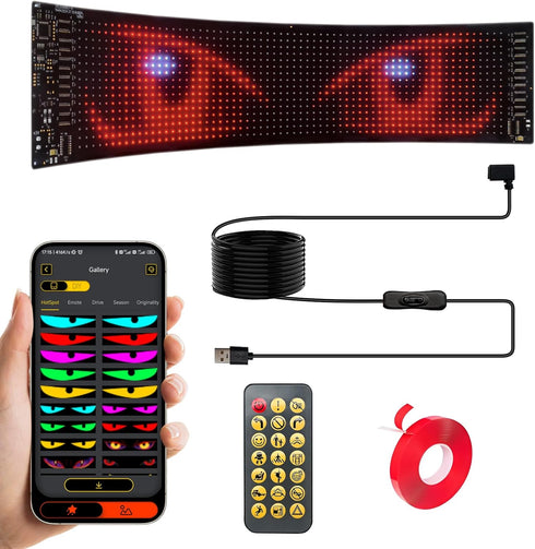 Qeeanmo Programmable Scrolling LED Sign for Advertising & DIY Use, 23"x5" Devil Eyes