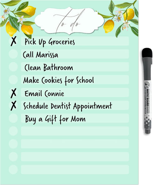 Dry Erase to Do List Vinyl Whiteboard Sticker Decal by Glassboard Studio | Removable & Reusable | Magnetic Fine-Tip Marker Included (9 x 12 inches, Vintage Lemon)