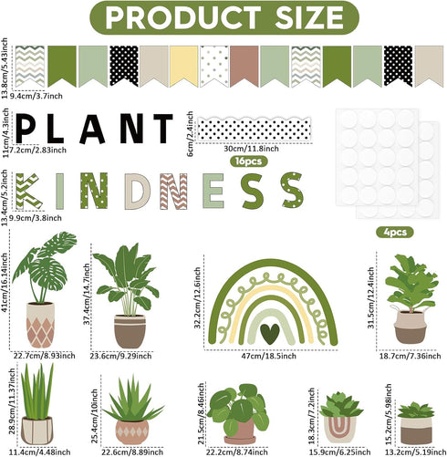 ZOiiWA 98 Pcs Summer Greenery Bulletin Board Decorations Plant Kindness Bulletin Board Set Greenery Classroom Decoration Colorful Greenery Rainbow Cutouts for School Home Office Wall Decor by ZOIIWA
