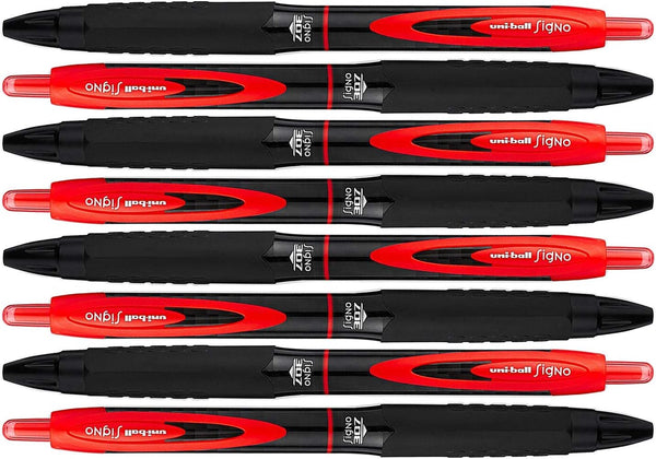Uni-Ball Signo 307 Medium Point Retractable Rollerball Gel Pens - Red, 8 Count
