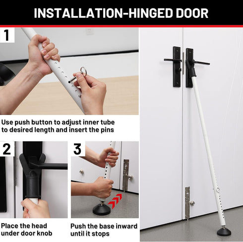 Keplrend Jammer Door Security Bar - Heavy Duty Door Security Bar - Adjustable Sliding Door Security Bars - Doors