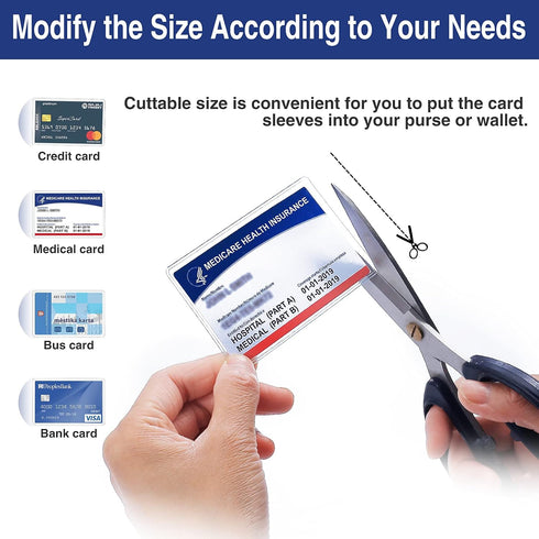 5 Pack 12Mil Sooez New Medicare Card Holder Protector Sleeves, Clear PVC Soft Water Resistant Medicare Card Protector