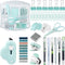 Mini Office Supply Kit, Includes Stapler, Tape Dispenser, Paper Clips, Scissors, Staples, Green for Office and School