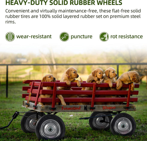 (2-Pack) AR-PRO 6” x 1.5” Flat Free Solid Rubber Wheel Assemblies, Heavy-Duty Replacement Hand Truck Wheels