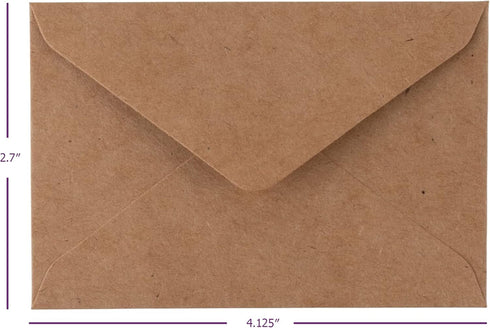 Kraft Mini Envelopes | Brown Kraft Envelopes for Gift Cards and Business Cards | 4"x2.75" | 200 Pack