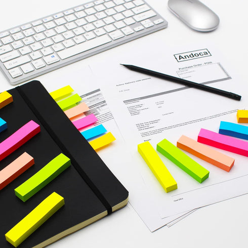 Sticky Notes, 0.6x3 Inch, 1200 Sheets Self-Stick Notes, Bright Colors, Easy to Post for School, Office
