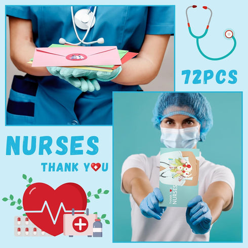 Motiskyy 72 Pack 72 Pack 72 4 6 Inch Nurse Doctors Thank You Appreciation Cards Bulk and Colorful Envelopes Pcs