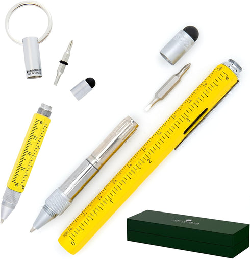 Set 6-in-1 Set (MV35478) Monteverde One Touch Tool Ballpoint Pen with Stylus Yellow + Tool Pen Keychain Multifunction