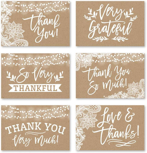 Hadley Designs 24 Rustic Kraft Thank You Cards with Envelopes, Sympathy Notes for Adult Funeral or Gift Gratitude