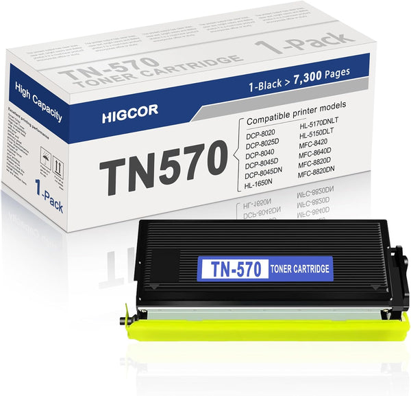 TN530 TN570 Black Toner Cartridge Replacement for Brother, Compatible with HL-1650, MFC-8420, 1 Pack