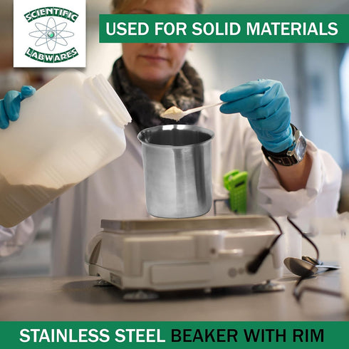 Low-Form Stainless Steel Beaker with Rim - 500ml Industrial-Grade Chemistry Lab Equipment for Liquids & Solids