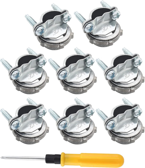 8 Pcs Zinc Clamp Type Cable Connectors, 1/2 Inch Fittings for Metallic Conduit Protecting Cables