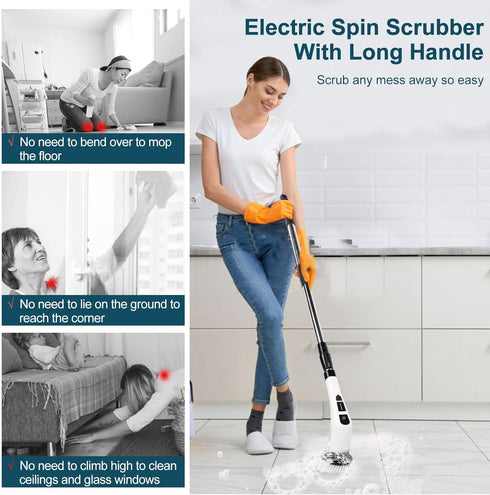 soarup90000 7 Handle,7 1 Electric Spin Scrubber with Replaceable Brush HeadShower Scrubber with Long in Cordless