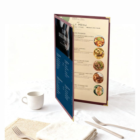 12 8.5x14 2 4 Pcs Menu Covers, Legal Size, Page View menu Holder, Toothed Metal Corners, Waterproof & Scratch-Resistant