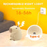 UNEEDE Cute Capybara Night Light, Novelty Animal Silicone Nursery Night Light Rechargeable Table Bedside Lamp