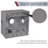 2-Gang Weatherproof Box, Five 3/4 in. Outlets, Side Lug, Gray