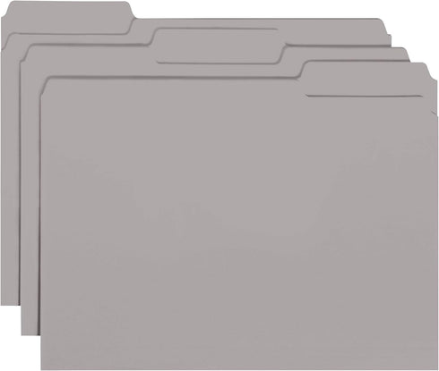 Smead Interior File Folder, Gray, 1/3-Cut Tab, Letter Size, 100 per Box (10251)