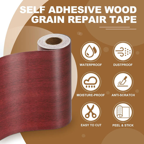 33'x 8", PATIKIL Self Adhesive Wood Grain Repair Tape Multi-Use Realistic Wood Grain Repair Patch for Furniture Floor