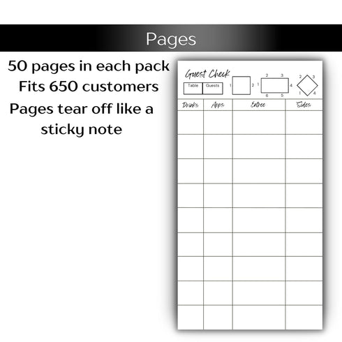 Generic (3) Guest Check Server Note Pad for Restaurants, Premium Waitress Server Pad with Large Boxes, Organized Book