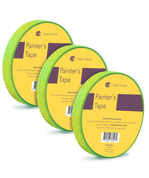 Bates Painters Tape, 0.7-Inch, 54 Yards/Roll, 3 Pack, Green, Wall Safe Masking Tape for Painting