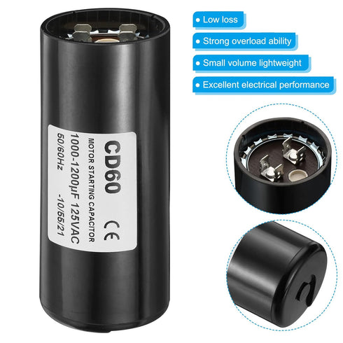PATIKIL Motor Start Capacitor, 1000-1200uF/Mfd 125V 50/60Hz CD60 for Electric Motor Starts Running
