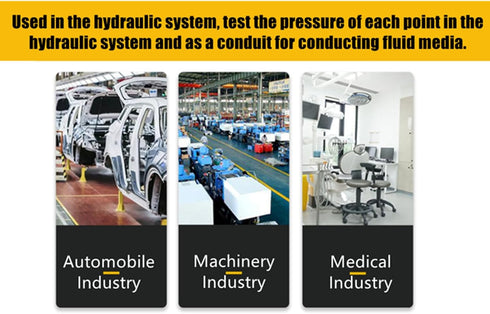 Hydraulic Pressure Test Hose 64Mpa, 2m/6FT Test Line for Excavator Construction Machinery