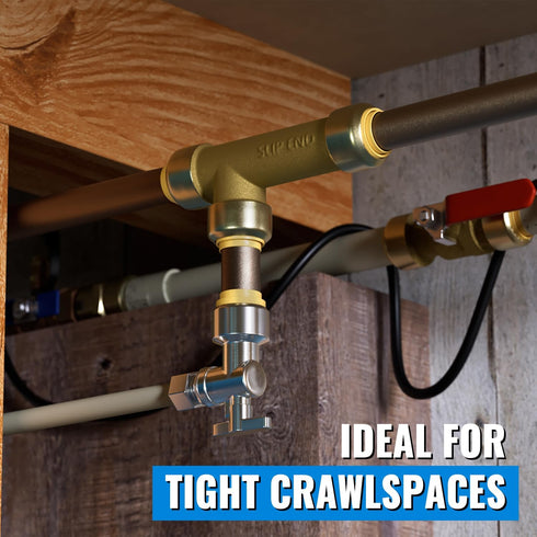 SUNGATOR 2-Pack Angle Stop Valve 1/2 x 3/8 Inch Compression Toilet Water Valve, No Lead Brass Push to Connect