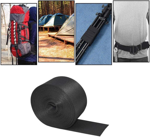 Flat Nylon Webbing 1 Roll 10 Yards, 2 Inch Wide Strap for DIY Luggage, Dog Leashes, Outdoor Activities