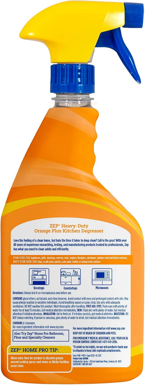 24 Oz. R49506 (6) Zep Home Pro Orange Plus Kitchen Degreaser - Fl. - - Pro Trusted Cleaning Power: Now in Refreshing