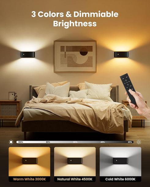 3 8000mAh PopoIron Motion Sensor Wall Sconce Indoor with Remote Control Colors Wireless Wall Light LED Wall Sconces