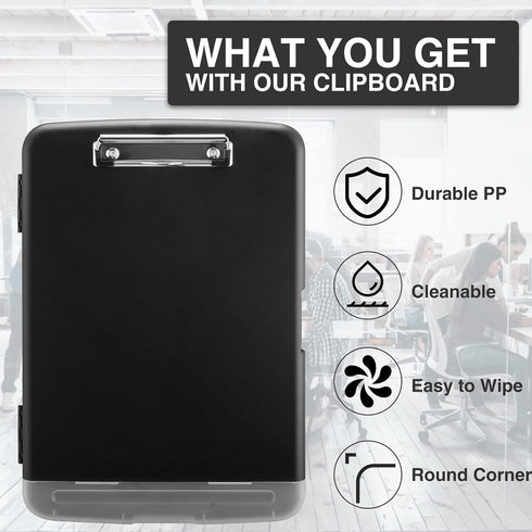 Clipboard with Storage - High Capacity Nursing Clipboards with Pen Holder, Heavy Duty Plastic, Smooth Writing