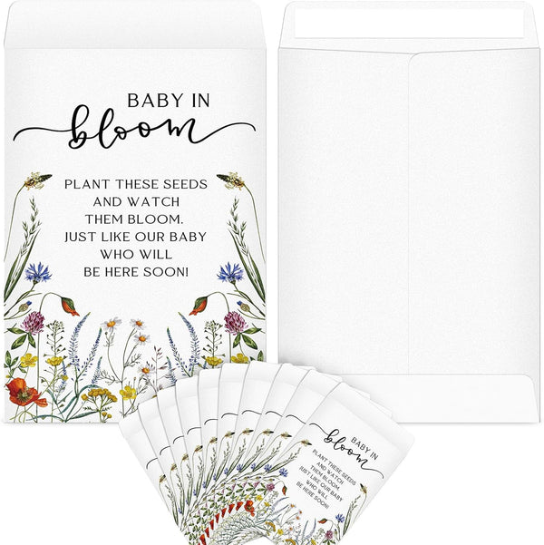 Fumete 50 Pcs Baby Shower Seed Packet Favors, Wildflower Seed Self Adhesive Packets for Baby Shower Gifts