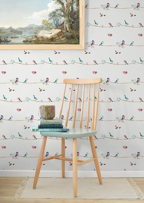NextWall Colorful Sweet Tweet Peel and Stick Wallpaper