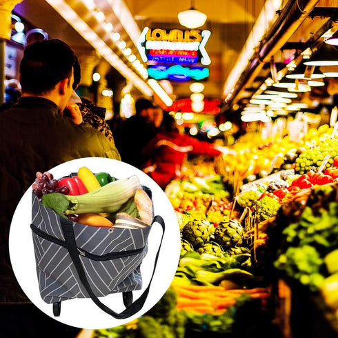 KEEPFINE Grocery Cart with Wheels, Reusable Portable Collapsible Trolley Bags Hand Pulling Utility Collapsible Grocery